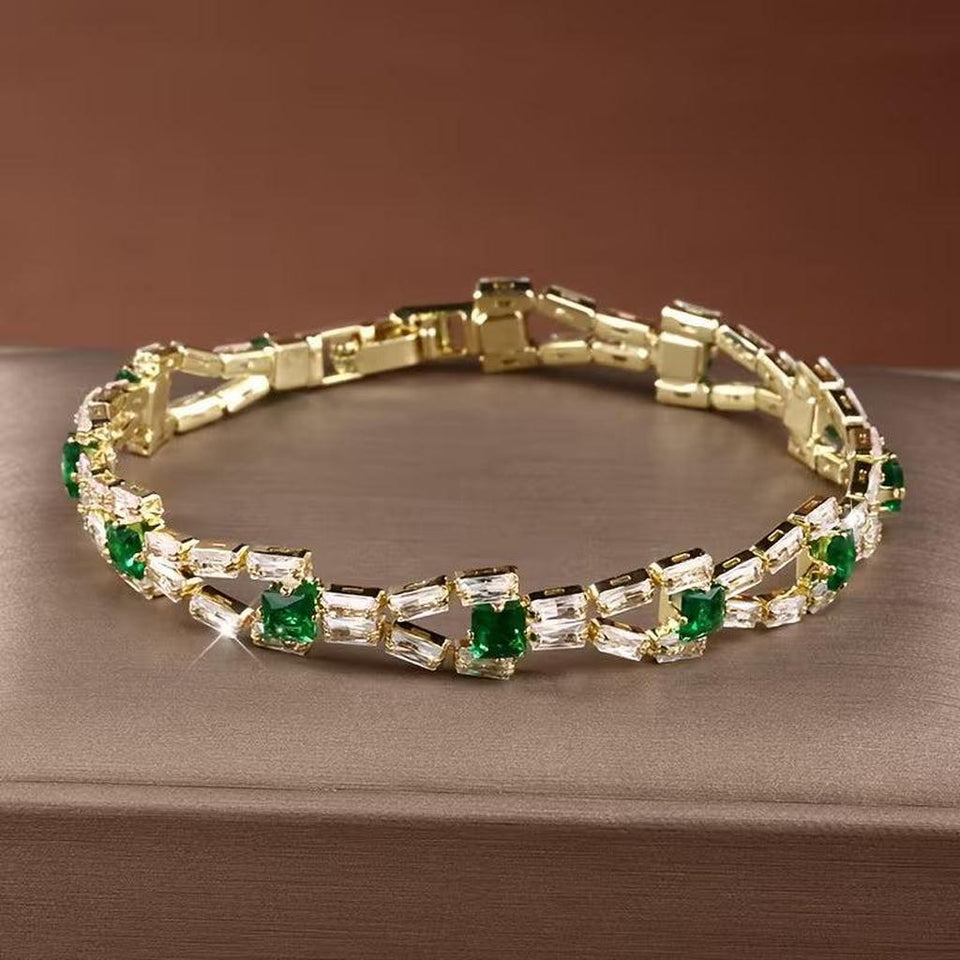 Joan Green Rectangular Accent Tennis Bracelet | Gold-Tone