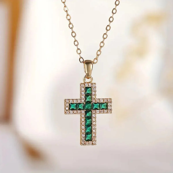 Elsie Green Cross Necklace | Gold-Tone — image 2