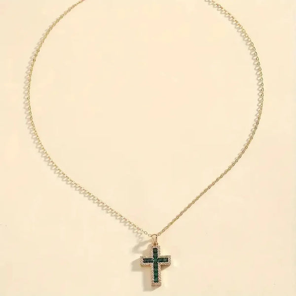 Elsie Green Cross Necklace | Gold-Tone — image 3
