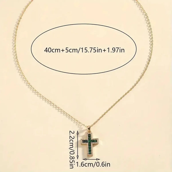 Elsie Green Cross Necklace | Gold-Tone — image 4