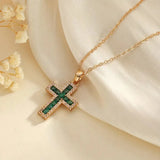 Elsie Green Cross Necklace | Gold-Tone