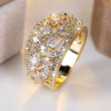 Louisa White Sparkle Ring | Gold-Tone