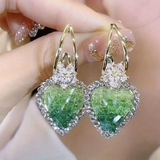Amelia Green Sparkling Heart Earrings - image 1