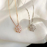 Magnolia Snow-Motif Sparkle Necklace | Rose-Gold or Silver Tones — image 2