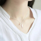 Gwendolen Daisy and Climbing Cat Necklace | Silver-Tone