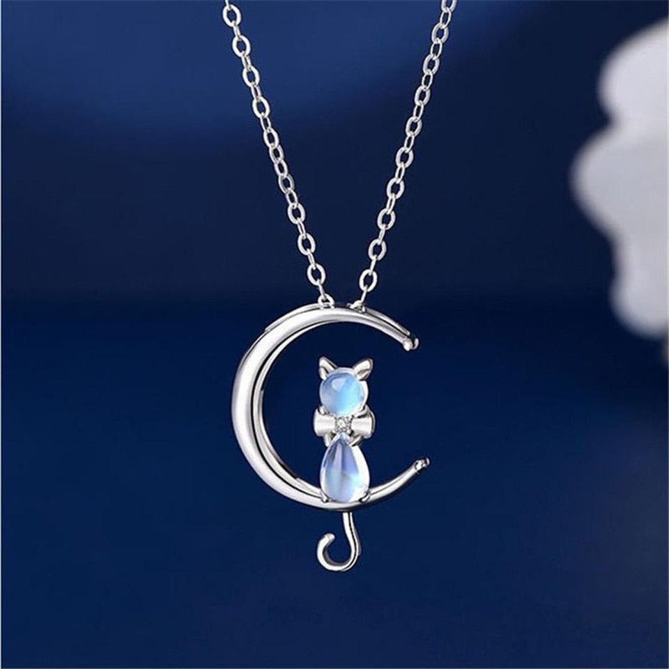 Theodora Moon and Cat Pendant Necklace with Luminous Detail - image 1