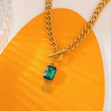 Isabel Bold Gold-Tone Chain Green Pendant Necklace — image 3