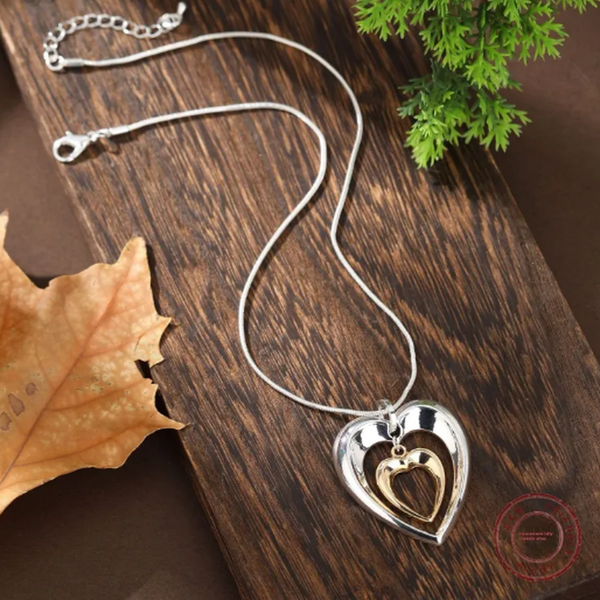 Mabel Two-Tone Heart Drop Necklace