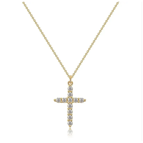 Samantha Cross and Crown Sparkle Necklace — Gold-Tone — image 2