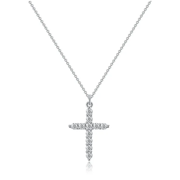 Samantha Cross and Crown Sparkle Necklace — Silver-Tone — image 3