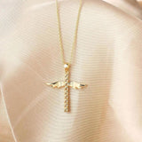 Josephine Cross and Gold-Tone Angel Wing Necklace