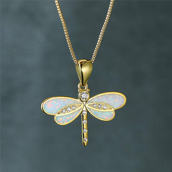Lillian Dragonfly Opal-Effect Necklace | Gold-Tone — image 4