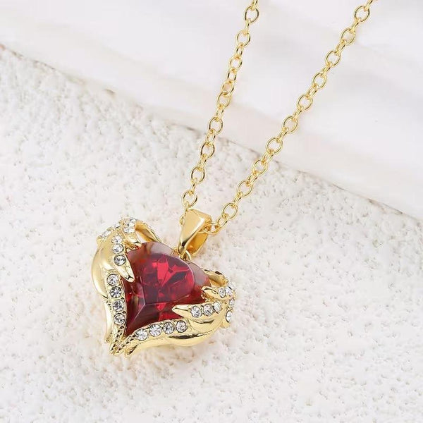 Marina Red Angel Heart Necklace | Gold-Tone — image 5