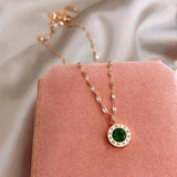 Claudia Green Accent Necklace | Gold-Tone