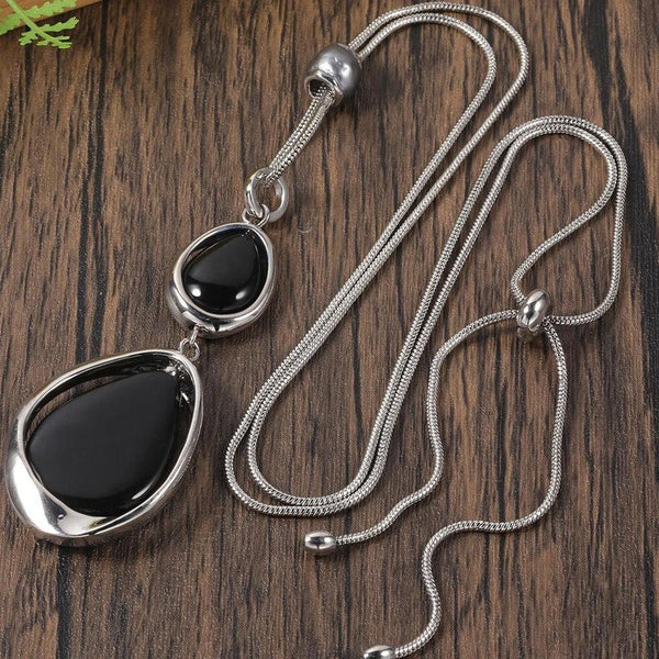 Jean Retro Black Accent Pendant Necklace - image 1