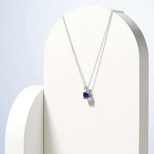 Etta Round-Cut Blue Necklace | Silver-Tone — image 4