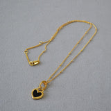Eleanor Black and White Heart Necklace | Gold-Tone — image 3