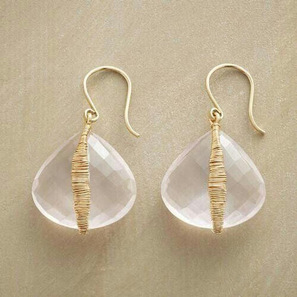 Lena White Sparkle Earrings | Gold-Tone