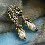 Natalia Vintage-Style Floral Pearl-Look Drop Earrings - image 1