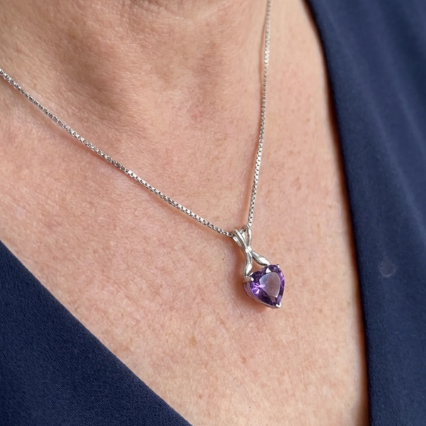 Naomi Purple Heart Necklace | Silver-Tone — image 2