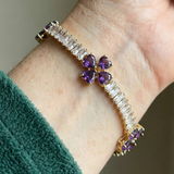 Margot Purple Heart and Clover Bracelet | Gold-Tone — image 2