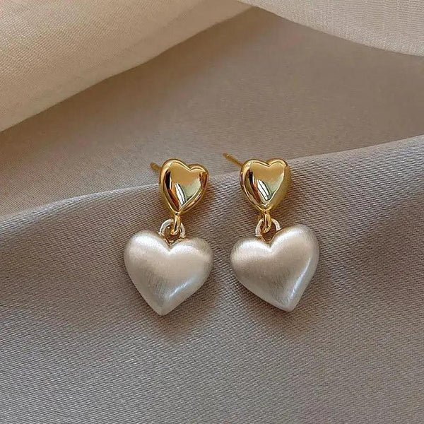 Eliza Heart Earrings with Gold-Tone Daisies