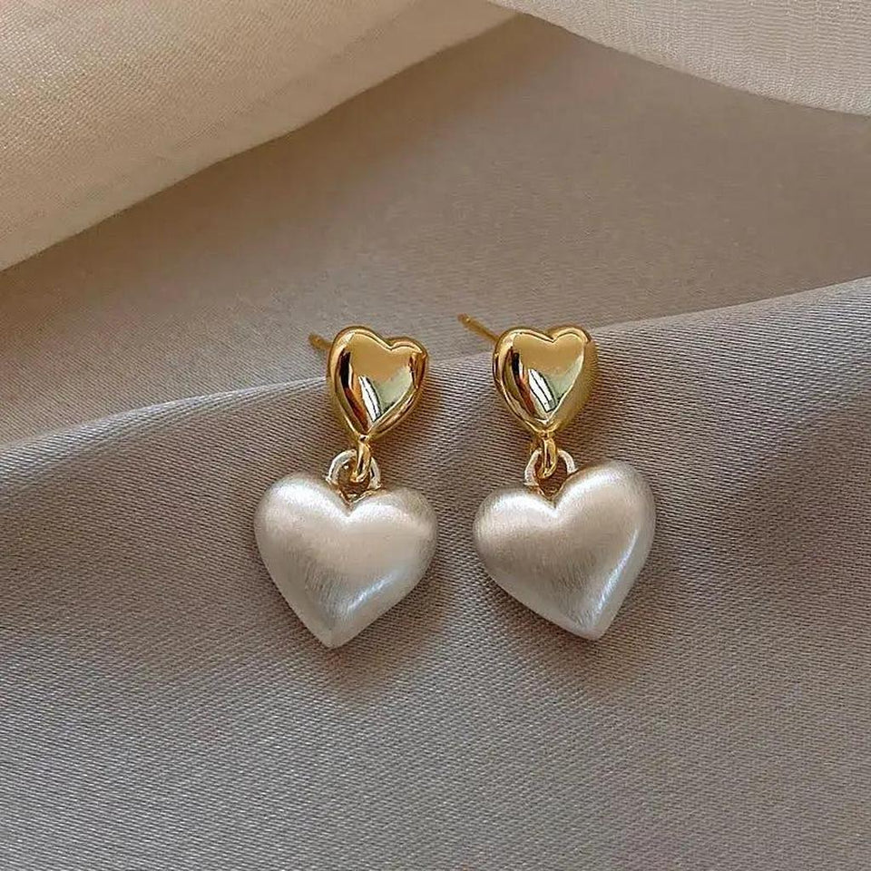 Eliza Heart Earrings with Gold-Tone Daisies