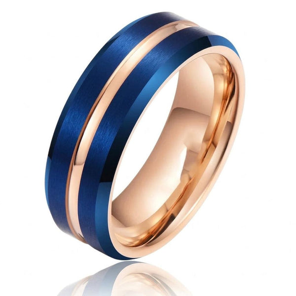 Walter Blue Band Ring | Rose-Gold-Tone