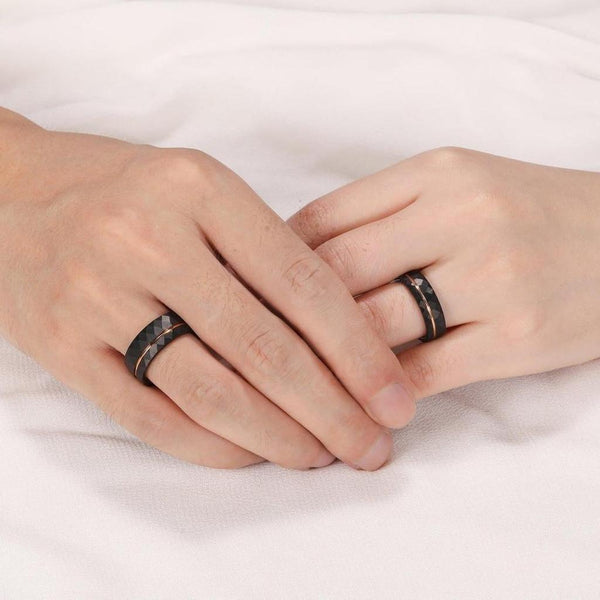 Alistair Hammered Black Band Ring - image 2