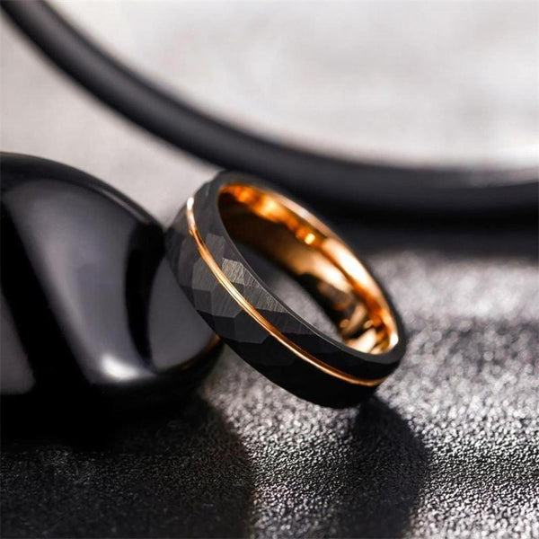 Alistair Hammered Black Band Ring - image 4