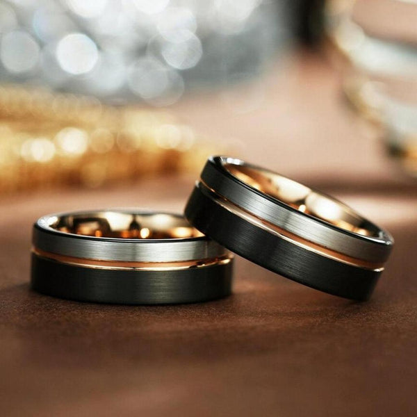 Stephen Black Band Ring | Rose-Gold-Tone — image 7
