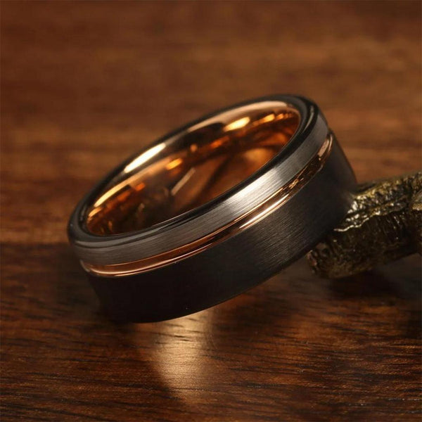 Stephen Black Band Ring | Rose-Gold-Tone — image 9