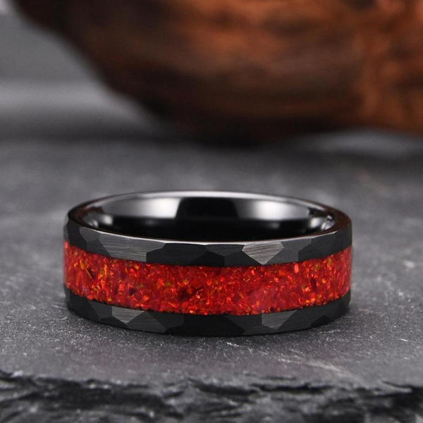 Quentin Red Inlay Band Ring | Black - image 6