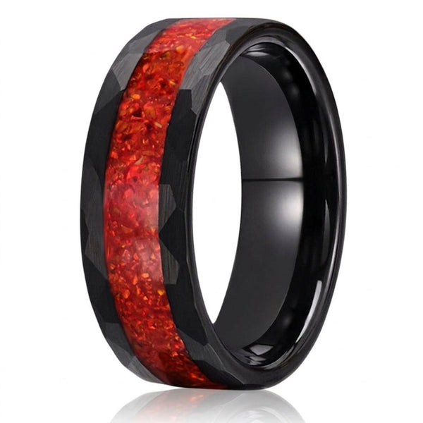 Quentin Red Inlay Band Ring | Black - image 1