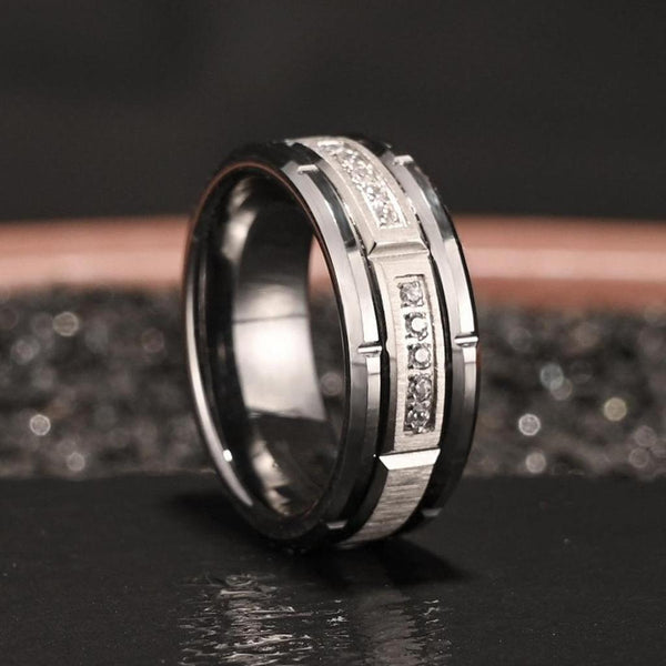 Nathaniel Textured Accent Band Ring - image 4