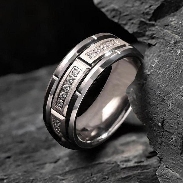 Nathaniel Textured Accent Band Ring - image 6