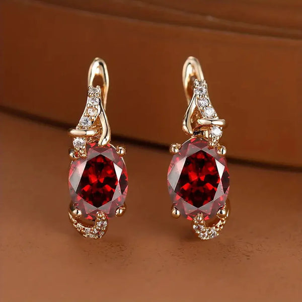 Maeve Crimson Drop Earrings | Gold-Tone