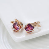 Monica Crimson Square Earrings | Rose-Gold-Tone — image 2