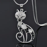 Hilary Love Cat Sparkle Necklace | Silver-Tone