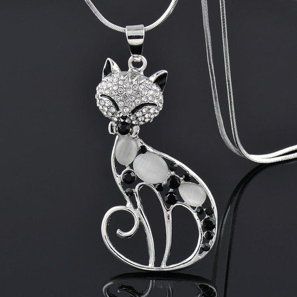 Hilary Love Cat Sparkle Necklace | Silver-Tone