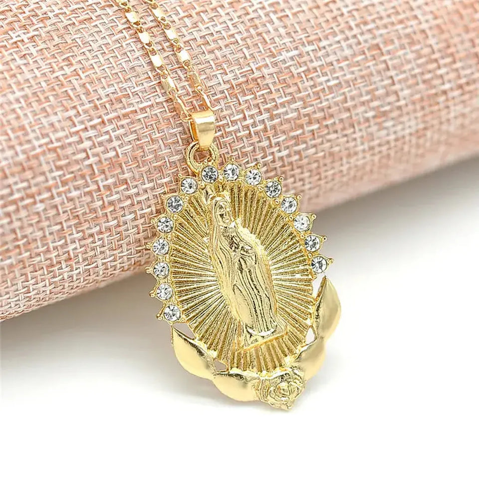 Florence Virgin Mary Medallion Necklace — Gold-Tone — image 1