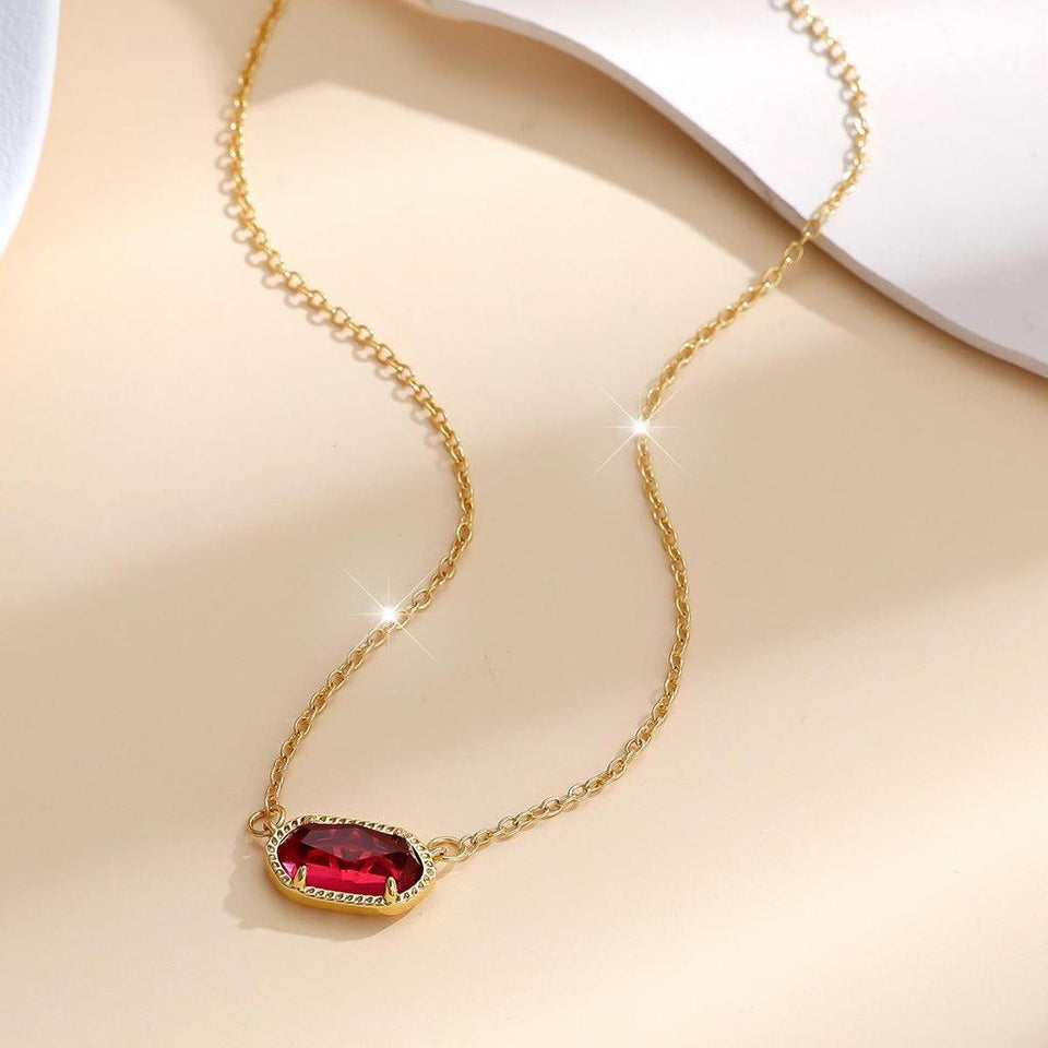 Nina Oval Red Necklace | Gold-Tone