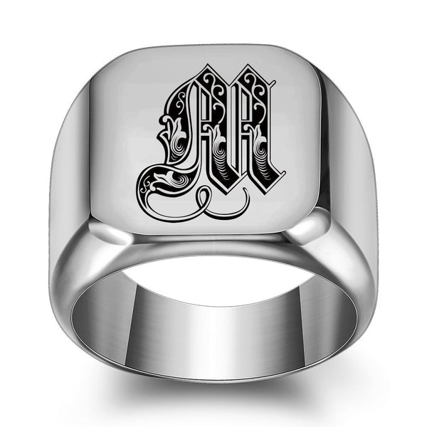 Nathan Initial Ring | Silver-Tone — image 13