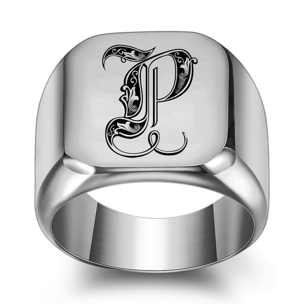 Nathan Initial Ring | Silver-Tone — image 16