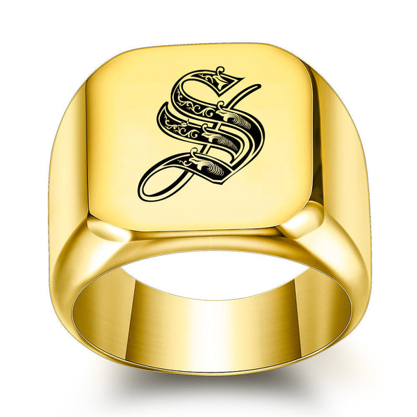 Nathan Initial Ring | Gold-Tone — image 19