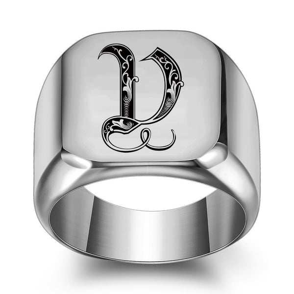 Nathan Initial Ring | Silver-Tone — image 22