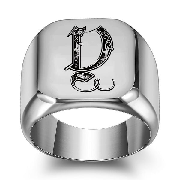 Nathan Initial Ring | Silver-Tone — image 25