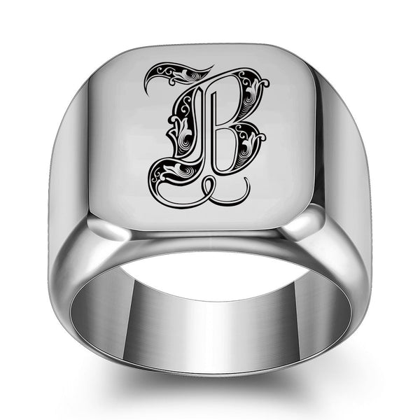 Nathan Initial Ring | Silver-Tone — image 2