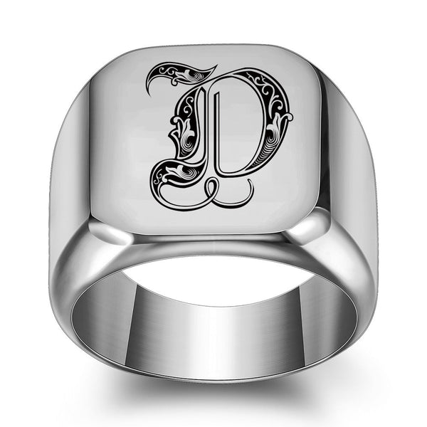 Nathan Initial Ring | Silver-Tone — image 4