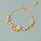 Isobel Classic Gold-Tone Ginkgo Leaf and Daisy Bracelet